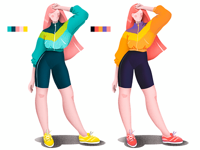 Color in action art body character digital fashion female feminine fitness health illustration illustrator minimal positive sport woman