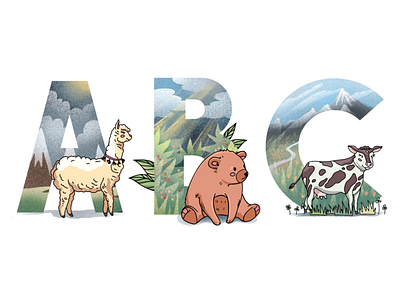 Alphabet: alpaca, bear, cow a z abc animal book children illustration illustrator kid lettering nursery typography