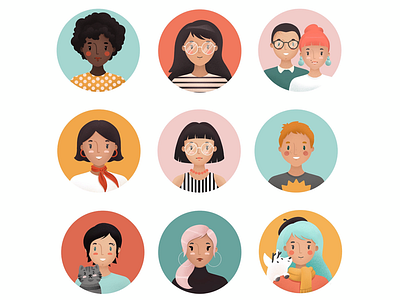 Icon character exercise. Do you know the girl with blue hair? avatar character design diversity face flat hilda human icon minimalistic people portrait vector