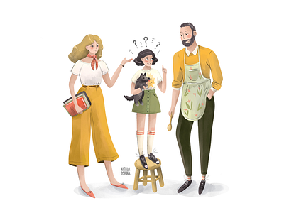 Children book illustration. Family