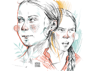 Greta Thunberg article cover ecology climate editorial graphic greta pencil portrait strike thunberg
