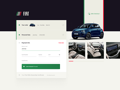 Daily UI – #002 002 checkout dailyui fiat ui