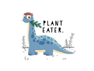 PLANT EATER. brontosaurus cute art digital art digital artist digital illustration dinosaur gubsly gubslyart health healthy plant eater procreate procreate pocket pun threadless vegan vegetarian