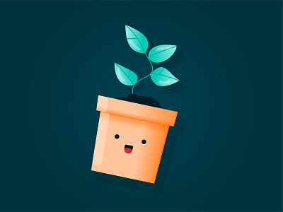 Growth Emoji branding character character art colourful creative digital emoji flat flower gradient growing growth happy icon illustration plant pot textured vector