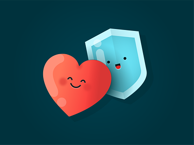 Kindness & Trust Emoji app art branding character creative cute emoji gradient icons illustration kindness love shield simple trust ui values vector