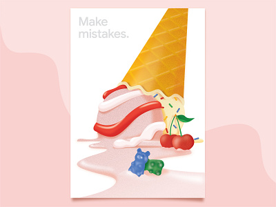 Make mistakes art cherry colourful creative design digital gummy bear icecream illustration mistake pink retro textured vector wavey