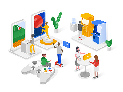 Game On arcade character character work design enviroment game gaming illustration isometric isometric design mario playstation retro scene space technology vector