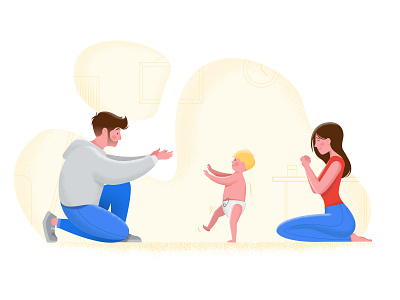 First Steps art character child design digital art family father first flat home illustration people sketch son steps texture vector