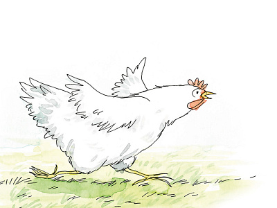 Hen on the run! childrens book illustrator colour illustration sketching watercolour