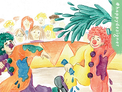 Clowning around childrens book illustration colour illustration