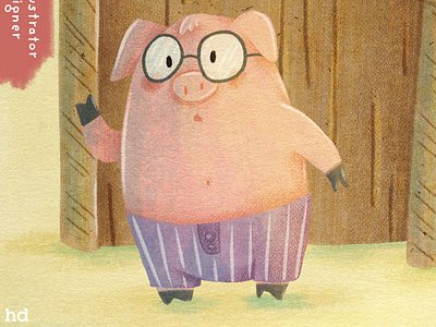 One little piggy character design colour digital illustration illustration