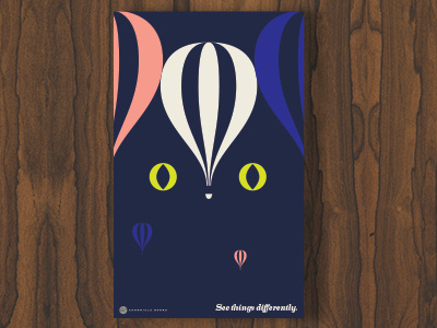 CB Poster cat chronicle books hot air balloon poster see things differently