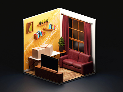 Room 3dmodelling art artwork blender blender3d color design designworks illustration illustrator isometric isometric art isometric design isometric illustration paint sofa textures tv vector wood