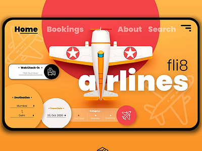 Fli8 airlines UI/UX 36 days of type 3d 3d animation 3d art 3d artist 3dsmax art artwork branding color flat illustration