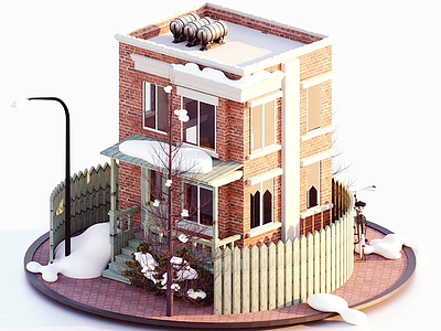 The Urban House 36 days of type 3d 3d animation 3d art 3d artist 3dsmax art artwork branding color flat illustration