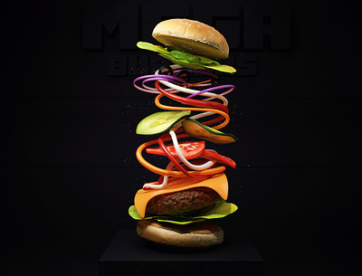 Burger 3d animation art artwork blender branding burger color design flat food graphic design illustration logo menu motion graphics