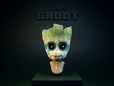 I am Groot art artwork blender branding color design flat illustration logo ui