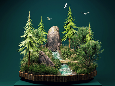 Nature 3d 3d animation 3dblender art artwork blender branding color design flat graphic design illustration isometric isometricart logo lowpoly minimal