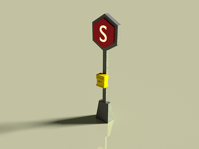 Stop signal 3d art blender craft design low lowpoly poly reflection shadow signal yellow