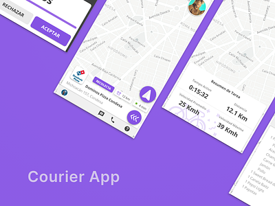Courier App bycicle courier dark mode dark ui delivery interface location map messenger shipping tracking