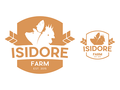 WIP Isidore Farm brand chicken farm fish gold logo minimal pig wheat