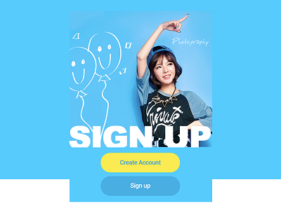 Sign Up app blue button funny girl pop sign ui up yellow