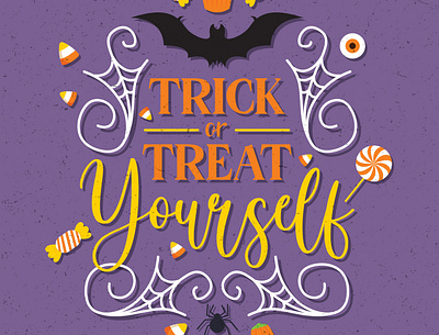 Trick Or Treat Yourself Halloween bat candy creepy cute halloween halloween design halloween party spiders spiderwebs spooky sweets