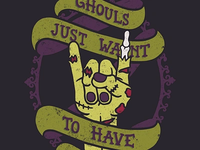 Ghouls Just Want To Have Fun autumn creepy fall ghouls halloween halloween design illustration rock fist spooky typography undead zombies