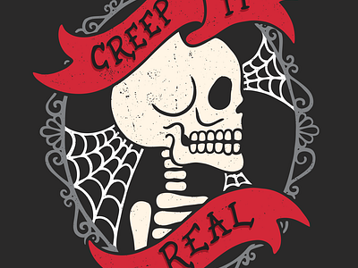Creep It Real Skeleton autumn creep it real creepy fall halloween halloween design illustration skeleton spooky typography undead