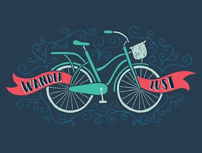 Wanderlust Bicycle cute illustration travel typography wanderlust