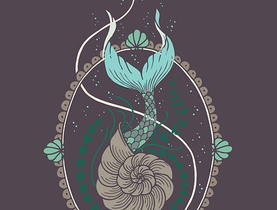 Mermaid Shell Illustration cute design illustration mermaid mermaid tail nautical ocean seashell