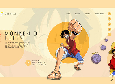 One Piece UI Design animation anime app art design flat graphic design one peice ui ux web