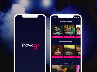 Showapp app event app musicapp nightlife ui ux