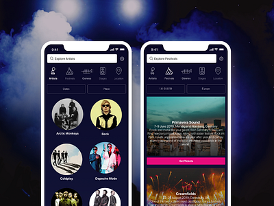 Showapp app event app musicapp nightlife nightlifeapp ui ux