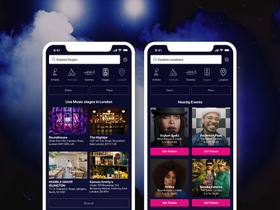 Showapp - music events and night life app app event app musicapp nightlifeapp ui ux