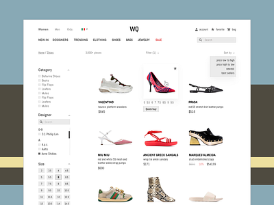 WQ multibrand ecommerce platform design ecommerce minimal typography ui ux website