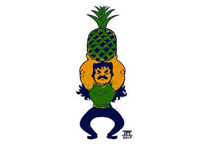 Pineapple Man lifting pineapple squats