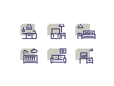 Furniture Icon bedroom branding flat furniture icon illustration kids kitchen line minimal office vector