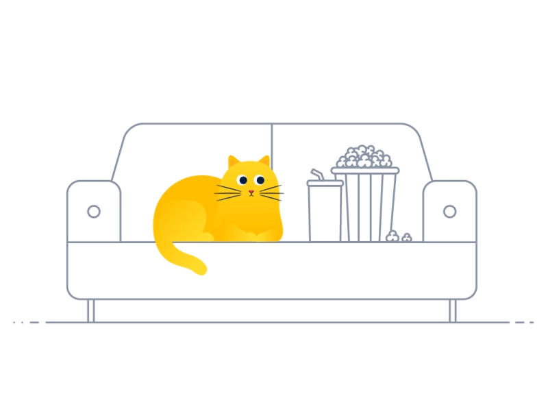 Cat with popcorn 1ci animation cat flat gif illustration line minimal orange vector