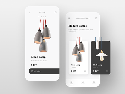 Lamps e-commerce app app app design branding clean concept design ecommerce ecommerce design template typogaphy typography ui uiux ux white