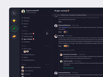 Team Communication - Web App clean design dailyui dark mode design interaction slack team chat ui