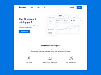 Cryptocurrency / mining cryptocurrency design landing page mining