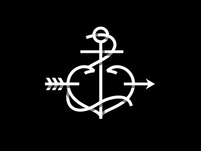 Anchor Heart anchor arrow black and white heart mark monoweight nautical overlap rope shading shadow