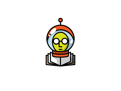 Science Fiction Author astronaut author book helmet icon illustration monoweight space spot illustration writer