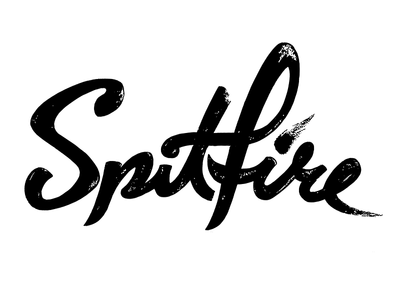 Spitfire black and white flame hand lettering identity lettering logotype script sketch typography wip wordmark