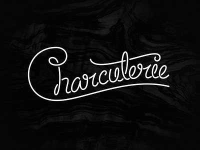 Charcuterie food french lettering ligature monoweight script type typography