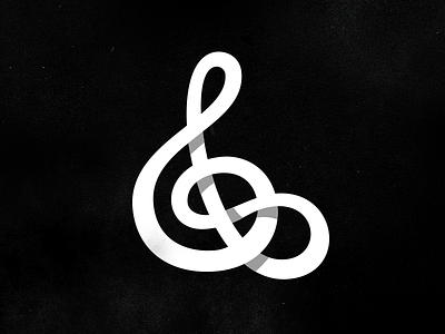 Treble Clef black and white lettering loop music overlaps shadows treble clef type typography