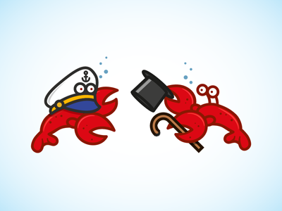 Captain Vs Gentleman branding cane fight identity illustration lobster logo pinchit round 2 seaman throw down top hat water