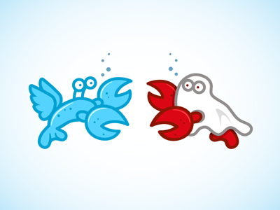 Twitter Vs Ghost branding ghost identity illustration lobster logo michael spitz michaelspitz pinchit smack down twitter