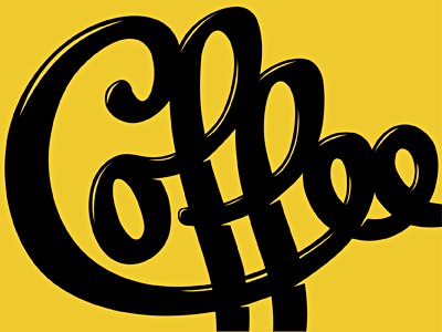 Curves black coffee custom type cuts hand lettering highlights letterpress ligature michael spitz michaelspitz retro script type typography yellow